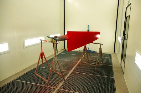 Rudder in painting in new paint booth